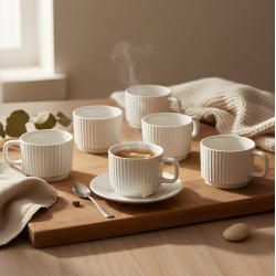 Porcelain Mug Set - 6 Pcs